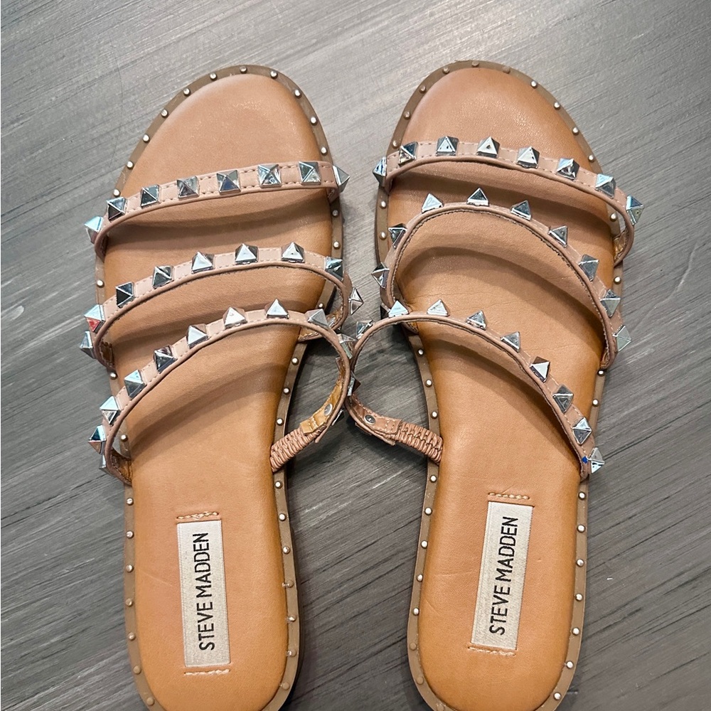 Steve Madden Brown Sandals with Silver Studs